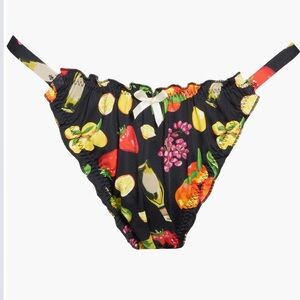 Dippin' Daisy's Black Fruit-Print Bikini Bottoms with Multicolor Fruit